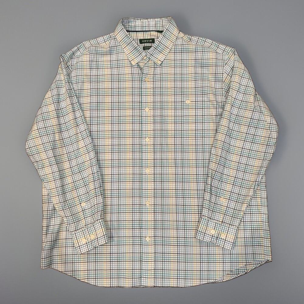 Orvis No-Work Work Shirt Mens XXL Classic Fit Plaid Long Sleeve Button Down 3BZ9